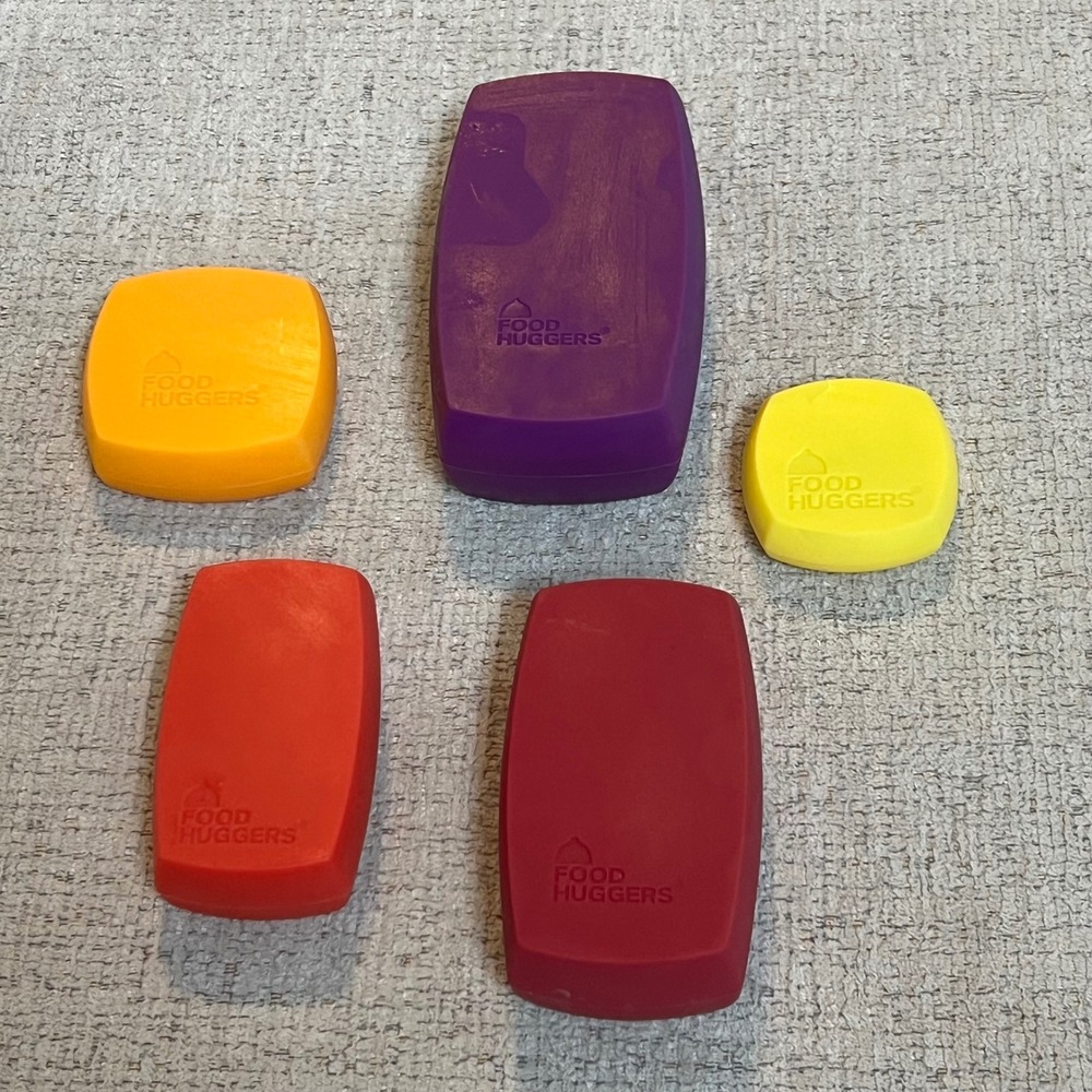 Food Huggers Silicone Butter Cheese Reusable Food Savers Set of 5 Multicolor